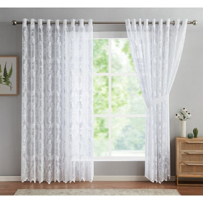 Lisa Polyester Semi Sheer Curtain Pair (Set of 2) - Chic Decora