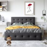 Livianna Upholstered Platform Bed with Classic Headboard and 4 Drawers - Chic Decora