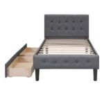 Livianna Upholstered Platform Bed with Classic Headboard and 4 Drawers - Chic Decora