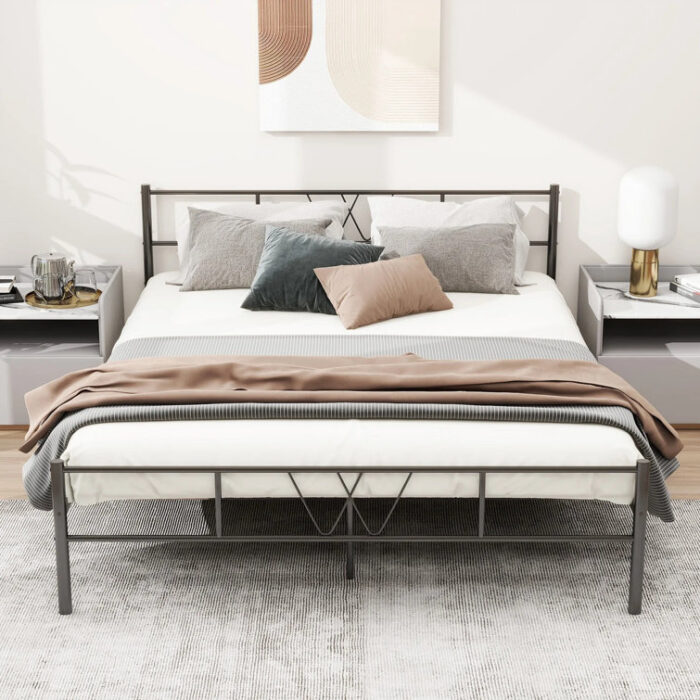 Loronda Size Metal Platform Bed Frame with Headboard and Footboard - Chic Decora