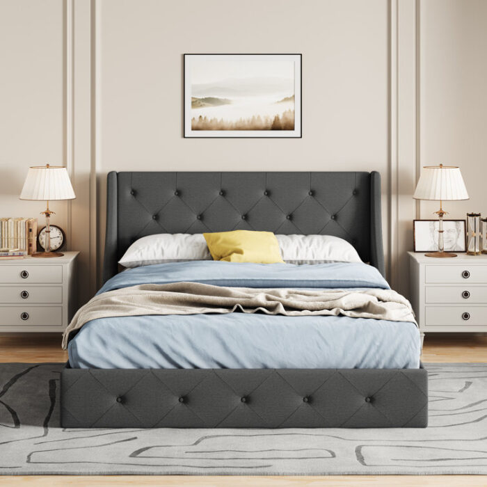 Losada Upholstered Storage Bed with Wingback – 4 drawers - Chic Decora