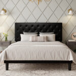 Low Profile Linen or Faux Leather Upholstered Bed - Chic Decora