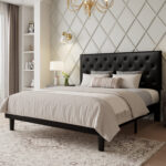 Low Profile Linen or Faux Leather Upholstered Bed - Chic Decora