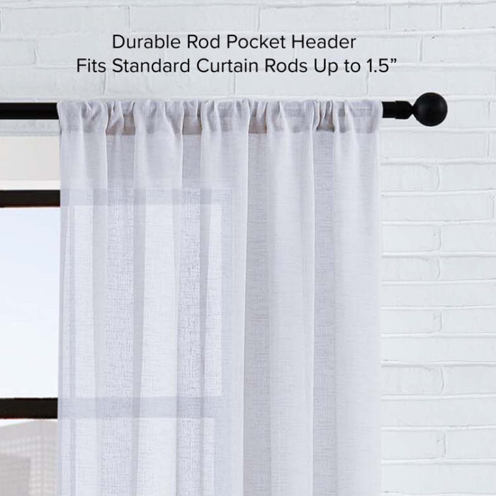 Lucky Brand Synthetic Solid Sheer Rod Pocket Curtain Panels (Set of 2) - Chic Decora