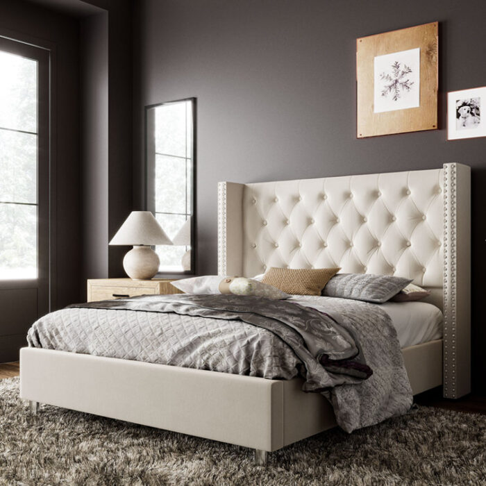 Lunardi Upholstered Wingback Bed - Chic Decora