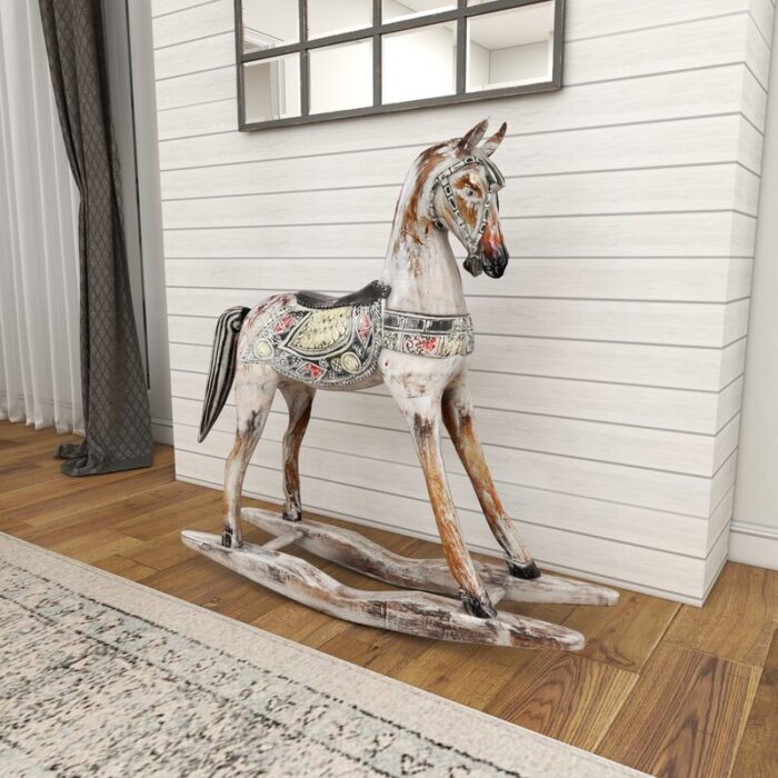 Lyerly Wooden Rocking with Ornamental Saddle Statue - Chic Decora