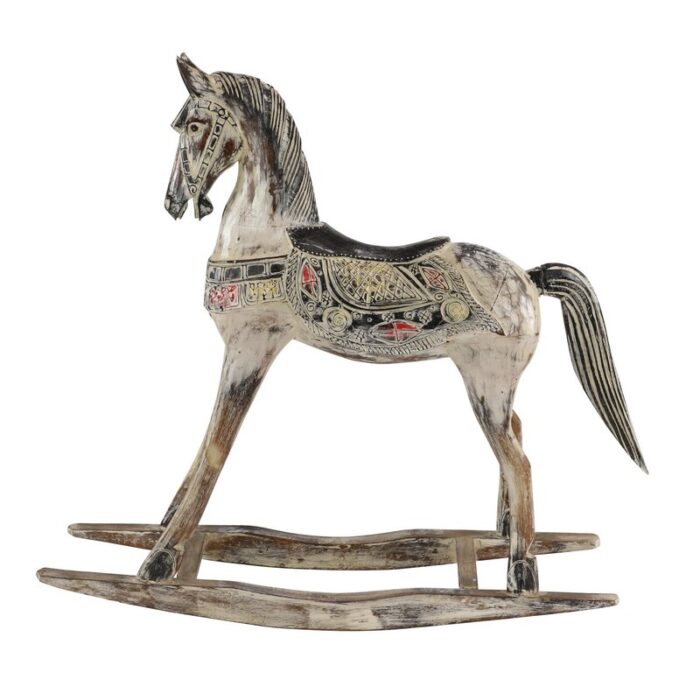 Lyerly Wooden Rocking with Ornamental Saddle Statue - Chic Decora