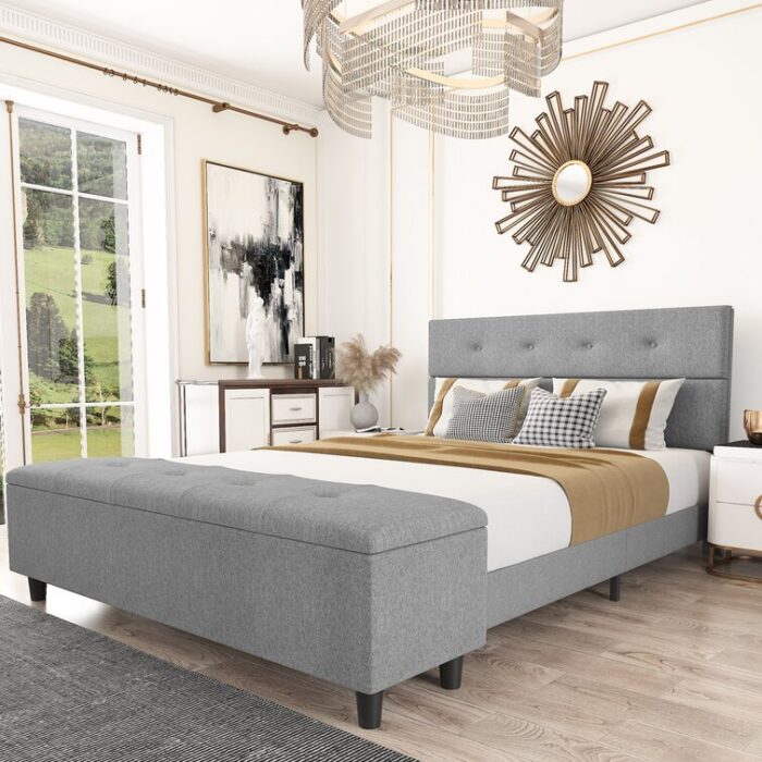 Lynell Queen Tufted Upholstered Low Profile Storage Bed - Chic Decora