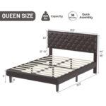 Mandipa Faux Leather Upholstered Bed with Diamond Tufted Headboard - Chic Decora