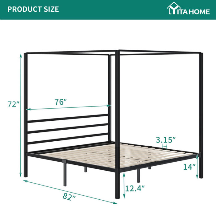 Manner King Canopy Bed with Wood Slat - Chic Decora