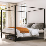 Manner King Canopy Bed with Wood Slat - Chic Decora