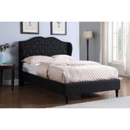 Antioch Bed Frame with USB Ports and LED Lights, Upholstered Bed with Storage Shelves, PU Leather Beds - Chic Decora