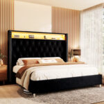 Mansuur Upholstered Bookcase Storage Bed - Chic Decora