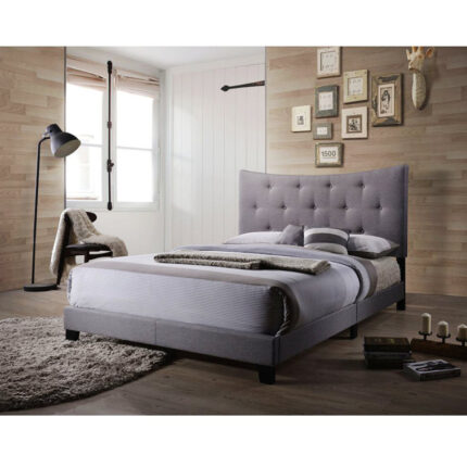 Triiptych Linen Upholstered Platform Bed Frame - Chic Decora