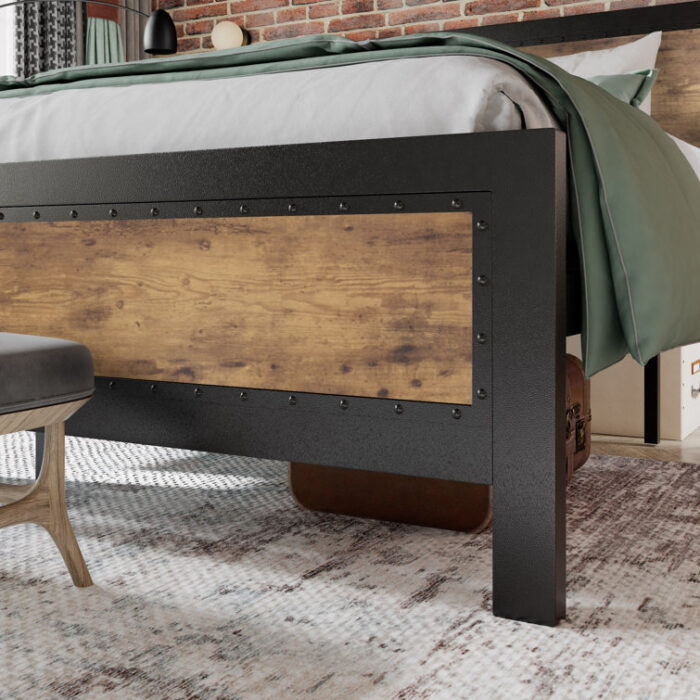 Marla Rivet Metal Frame Platform Bed - Chic Decora