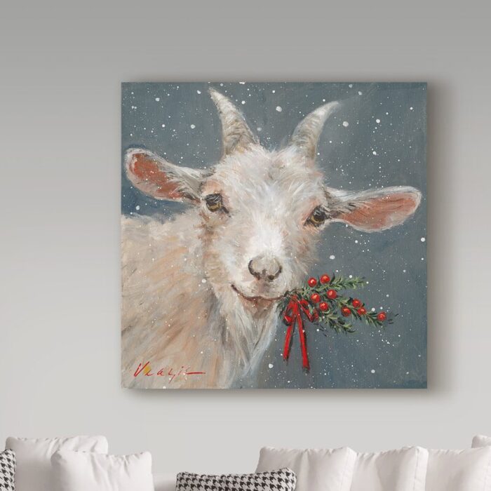 Mary Miller Veazie ” Goat With Holly ” by Mary Miller Veazie - Chic Decora