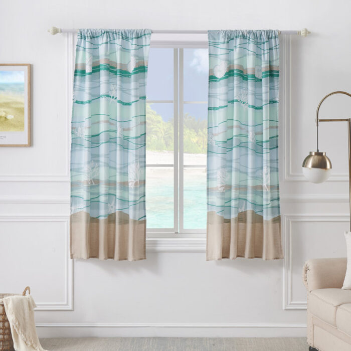 Maui Seashell Semi-Sheer Rod Pocket Curtain Panels (Set of 2) - Chic Decora