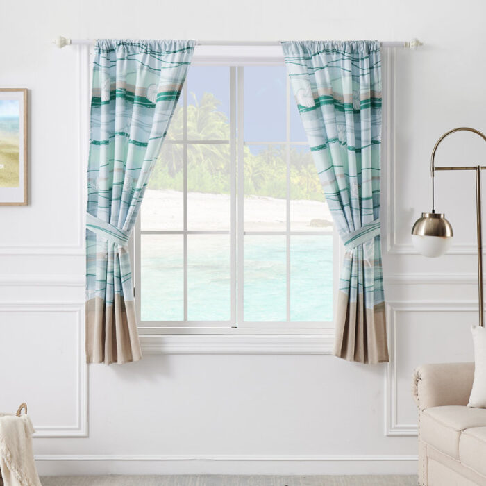 Maui Seashell Semi-Sheer Rod Pocket Curtain Panels (Set of 2) - Chic Decora