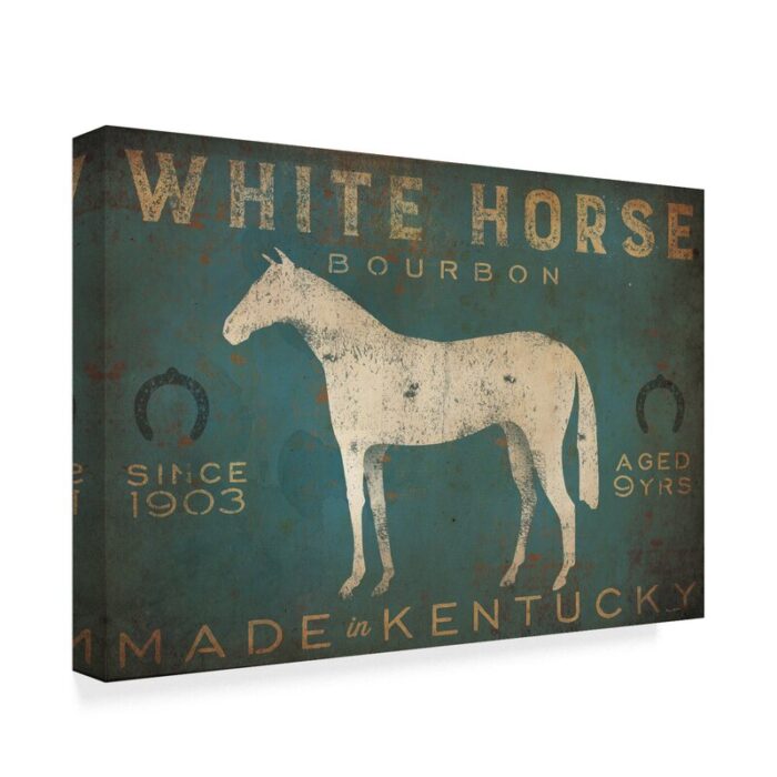 Mcclain ” White Horse With Words Blue ” by Ryan Fowler - Chic Decora