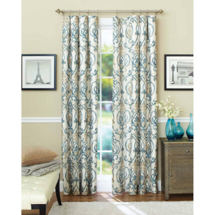 Floral Semi-Sheer Grommet Window Curtain Panels Set (Set of 2) - Chic Decora