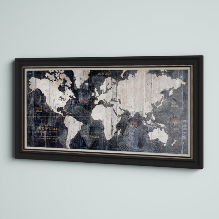 Mehdi ” Old World Map Blue “ - Chic Decora