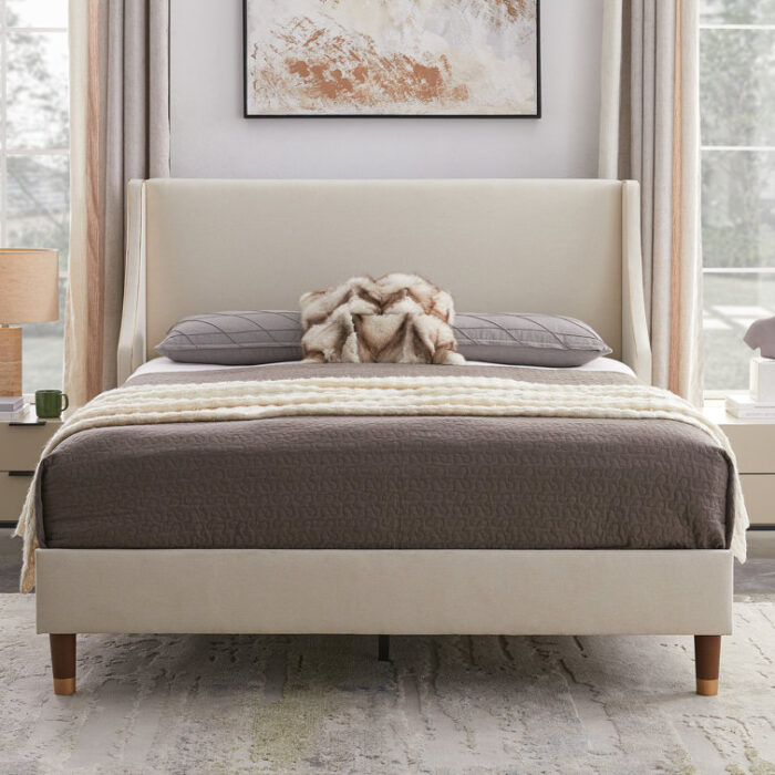 Melaya Upholstered Wingback Bed - Chic Decora