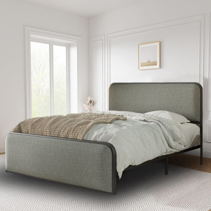 Meleigha Upholstered Metal Platform Bed - Chic Decora