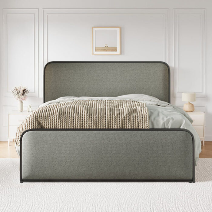 Meleigha Upholstered Metal Platform Bed - Chic Decora