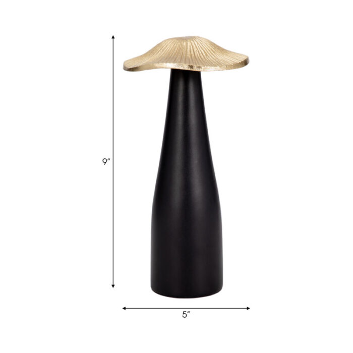 Metal, Mushroom Decor Black and Gold, Cylinder, Two-Tone - Chic Decora