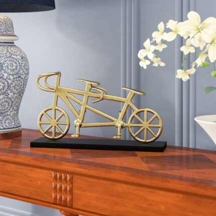 Metal Bicycle For Two , Rectangle, Gold – 16.25″ x 4.0″ x 9.0″ - Chic Decora