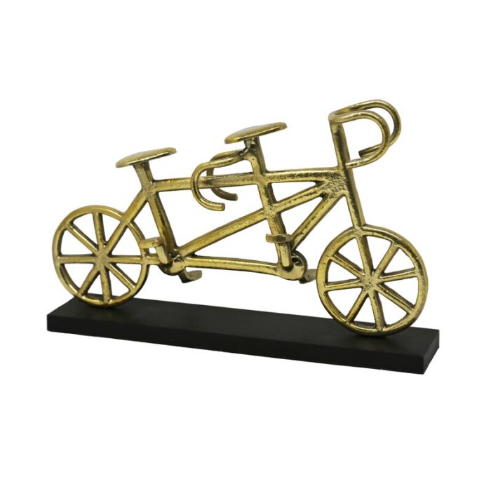 Metal Bicycle For Two , Rectangle, Gold – 16.25″ x 4.0″ x 9.0″ - Chic Decora