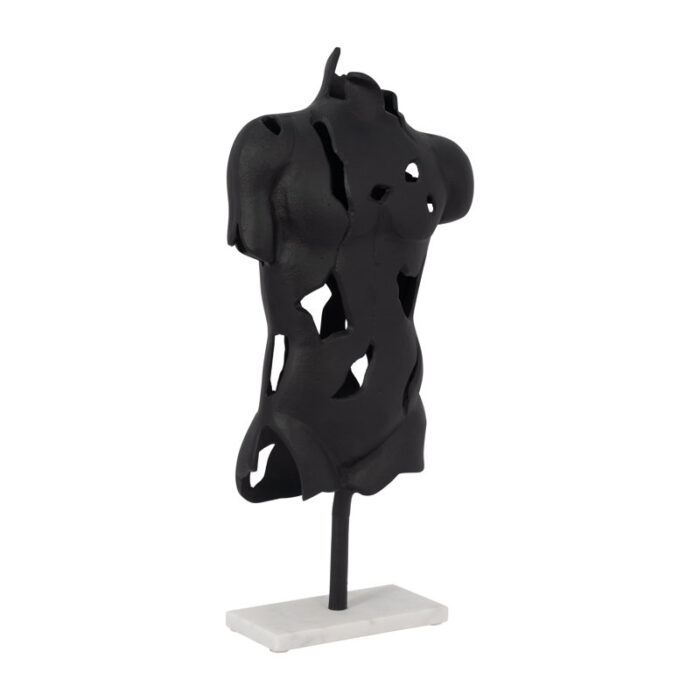 Metal Black Cracked Bust On Stand Figurine - Chic Decora