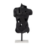 Metal Black Cracked Bust On Stand Figurine - Chic Decora