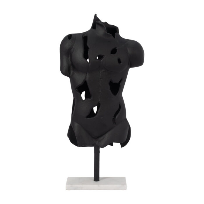 Metal Black Cracked Bust On Stand Figurine - Chic Decora