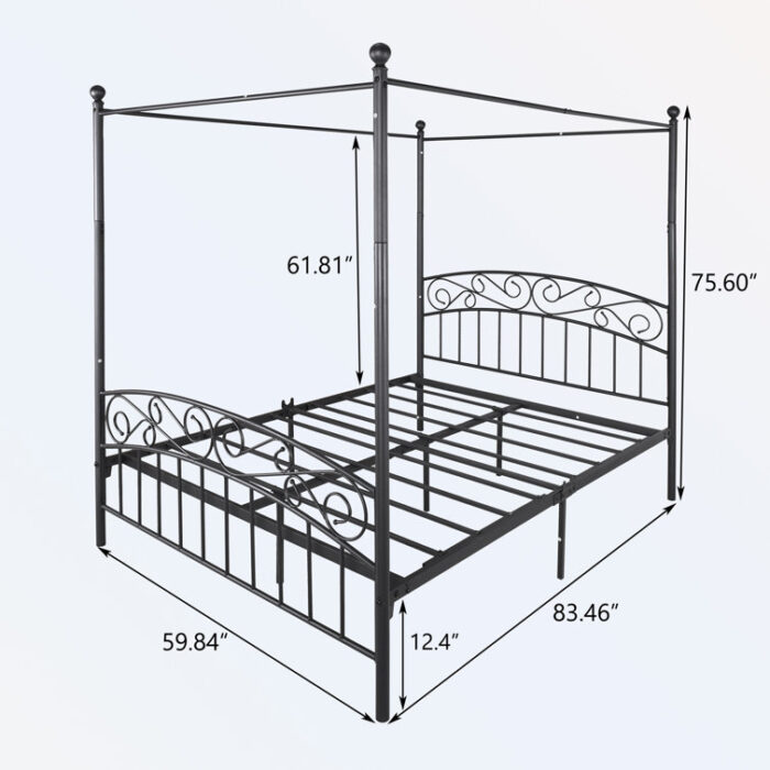 Metal Canopy Bed - Chic Decora