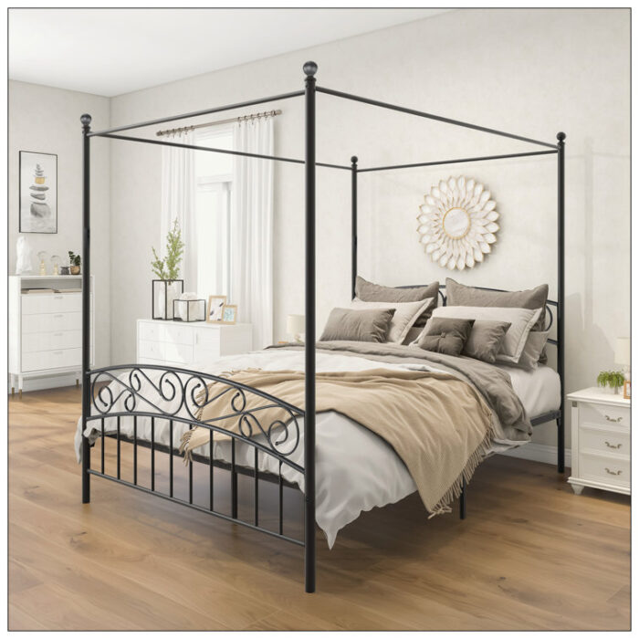 Metal Canopy Bed - Chic Decora