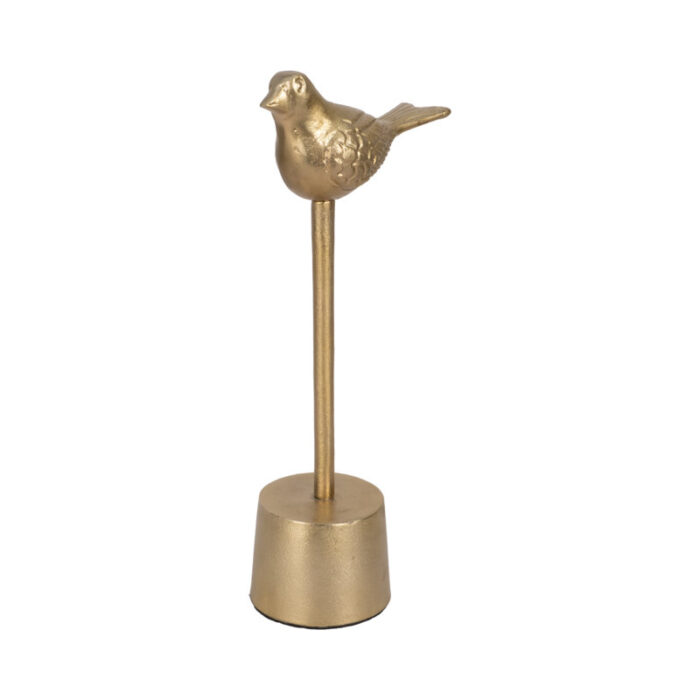 Metal Gold Novelty Bird On Base - Chic Decora