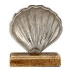 Metal Seashell Decor 7″ Decorative Silver Shell on Base - Chic Decora