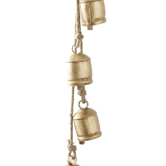 Metal Tibetan Inspired Decorative Cow Bells with 4 Bells on Jute Hanging Rope - Chic Decora