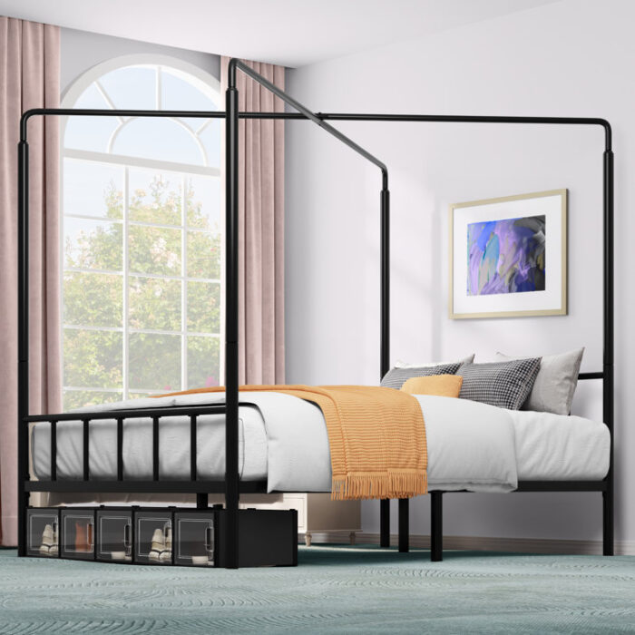 Metal X-shappe Canopy Bed with Two Using Methods - Chic Decora