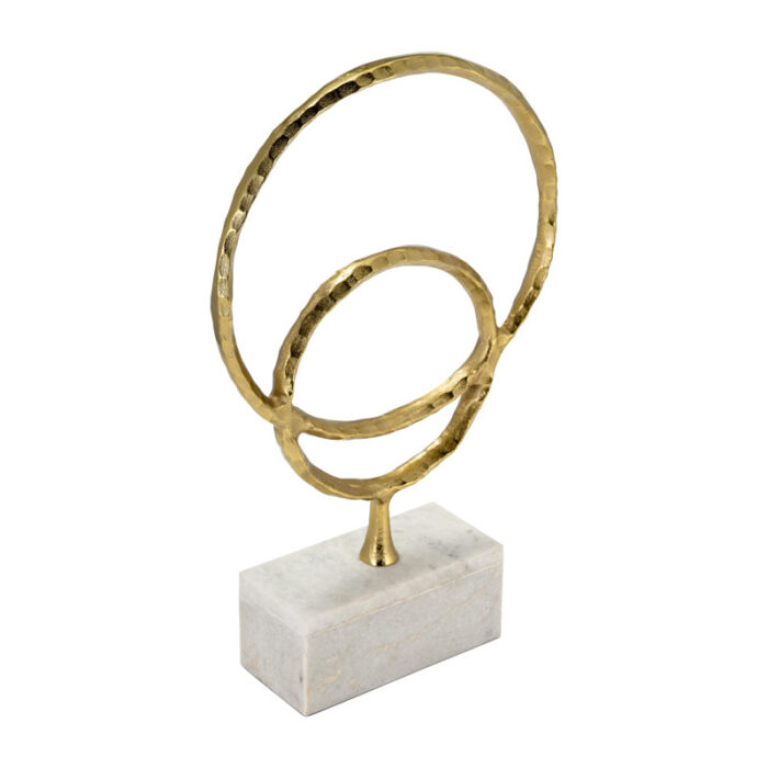 Metal and Marble, Double Ring Accent, Gold, Round - Chic Decora