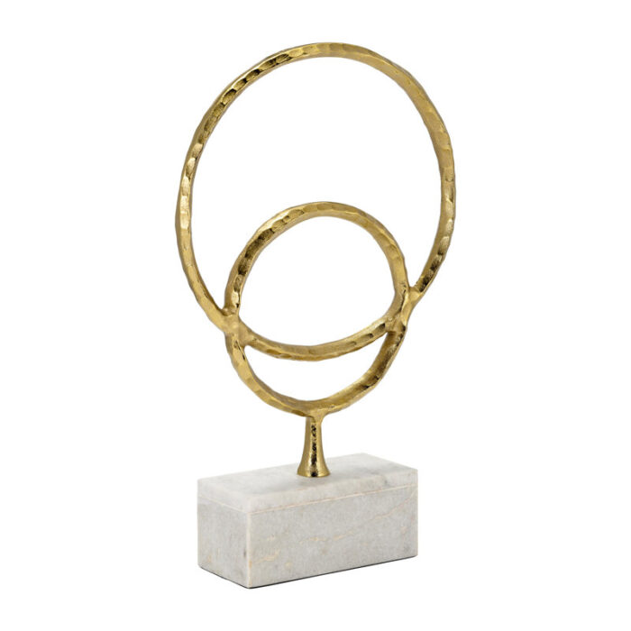 Metal and Marble, Double Ring Accent, Gold, Round - Chic Decora