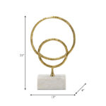 Metal and Marble, Double Ring Accent, Gold, Round - Chic Decora