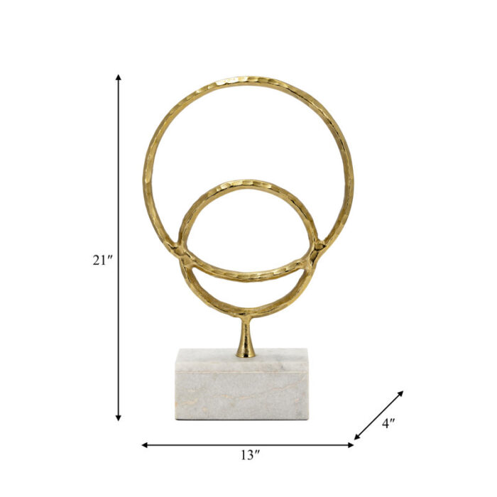 Metal and Marble, Double Ring Accent, Gold, Round - Chic Decora