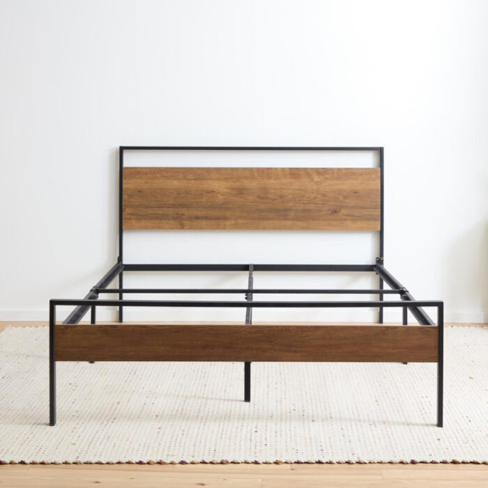 Metal and Wood Platform Bed - Chic Decora