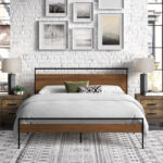 Metal and Wood Platform Bed - Chic Decora