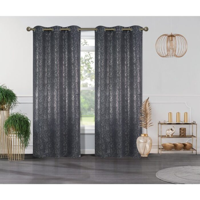 Metallic Blackout Thermal Grommet Curtain Panels (Set of 2) - Chic Decora