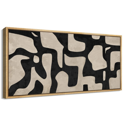 Mid Century Shape Abstract Contours Black And White Antique Retro Bedroom Extra Large Wall Decor - Chic Decora