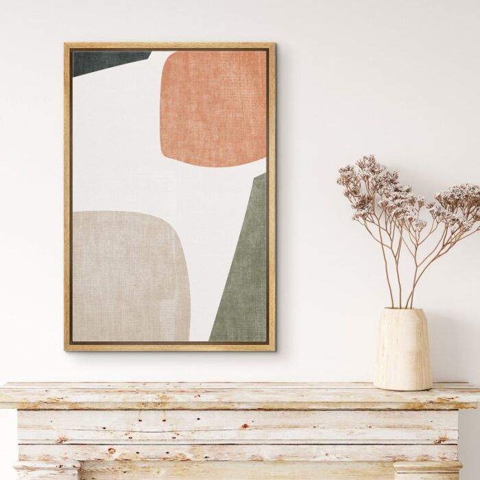 Mid Century Shape Muted Mid Century Modern Abstract Color Blocks Neutral Decor Pictures Frame Canvas Print Wall Art - Chic Decora