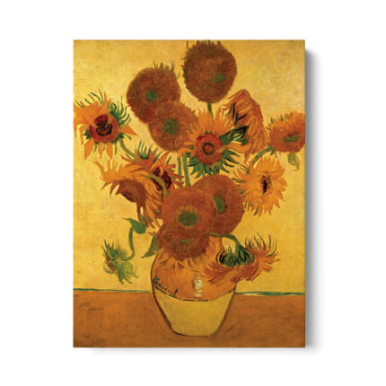 Miko ‘Vase with 15 Sunflowers’ by Vincent van Gogh, Yellow Floral Fine Art Gallery Canvas Print - Chic Decora